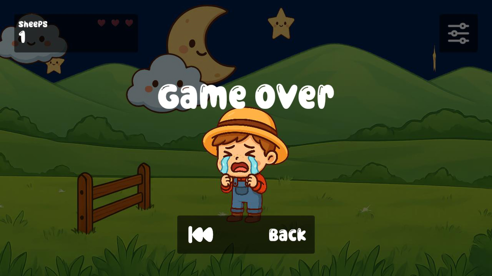 Counting Sheep Jump! - Game over screen